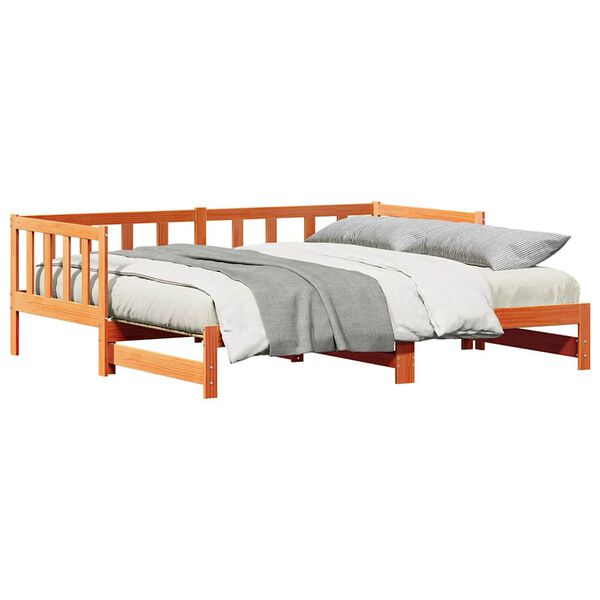 vidaXL Cama Dia Rebatível Marrom Cera 203.5 x 164 x 66 cm