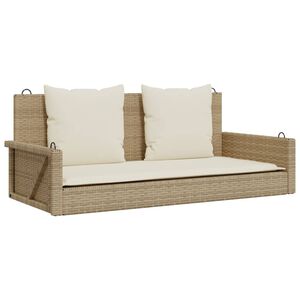 vidaXL Banco baloi&ccedil;o com almofad&otilde;es 119x56x48 cm vime PE bege