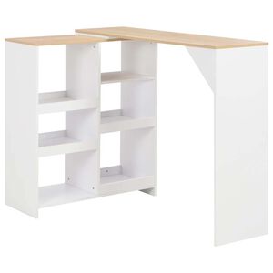 vidaXL Mesa de bar com prateleira mov&iacute;vel branco 138x39x110 cm