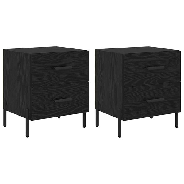 vidaXL Arm&aacute;rio de Cabeceira 2 pcs Carvalho Preto 40 x 35 x 47,5 cm