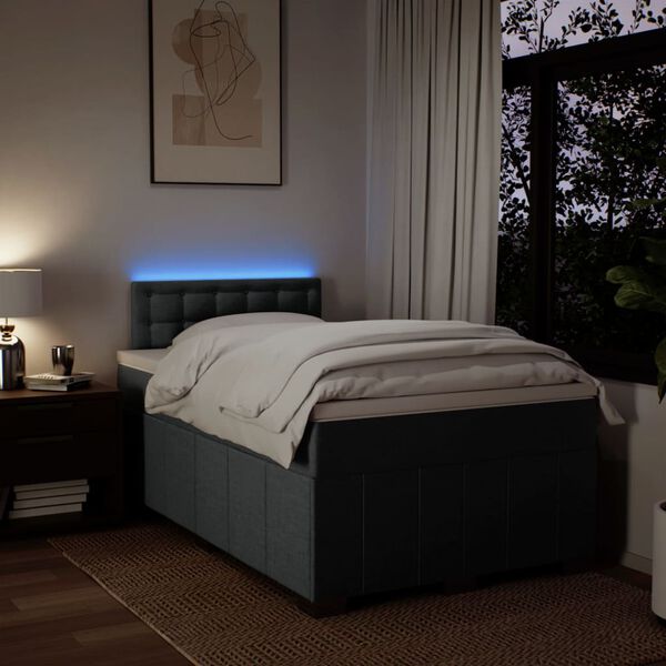 vidaXL Cama boxspring com colch&atilde;o 120x190 cm tecido cinzento-escuro