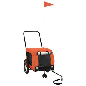 vidaXL Reboque bicicleta p/ animais tecido oxford/ferro laranja/preto