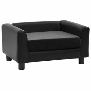 vidaXL Sof&aacute; para c&atilde;es 60x43x30 cm pel&uacute;cia e couro artificial preto