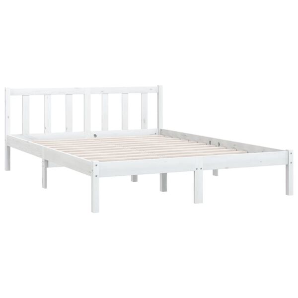 vidaXL Estrutura de cama 140x200 cm pinho maci&ccedil;o branco