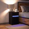 vidaXL Mesa de cabeceira com luzes LED derivados de madeira preto