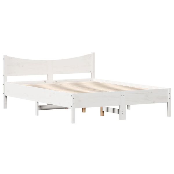 vidaXL Cama sem colch&atilde;o 120x200 cm madeira de pinho maci&ccedil;a branco