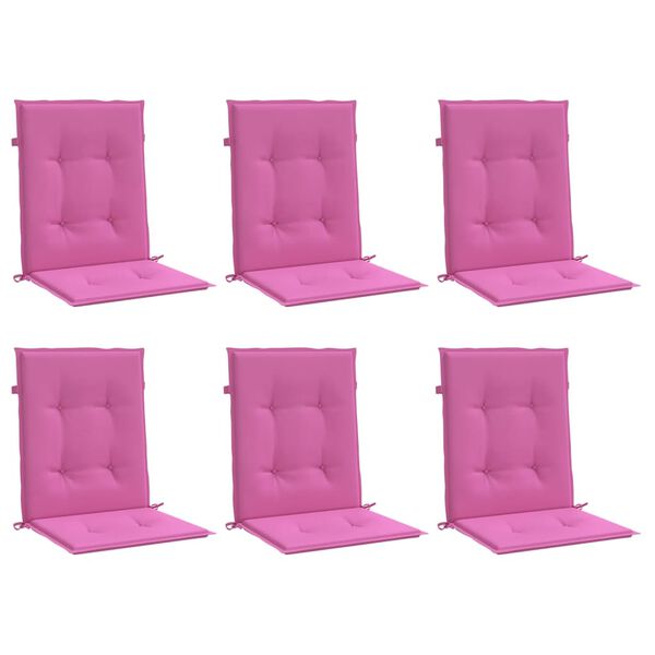 vidaXL Almofad&otilde;es p/ cadeira de encosto baixo 6 pcs tecido rosa
