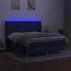 vidaXL Cama box spring c/ colch&atilde;o e LED 160x200 cm tecido azul