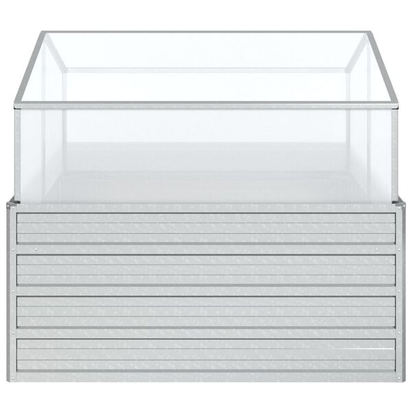 vidaXL Canteiro elevado com estufa 100x100x85 cm prateado