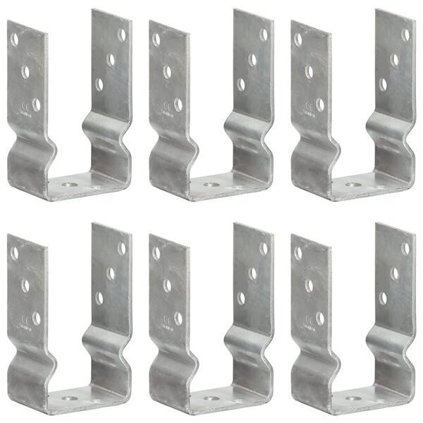 vidaXL &Acirc;ncoras de veda&ccedil;&atilde;o 6 pcs 8x6x15 cm a&ccedil;o galvanizado prateado
