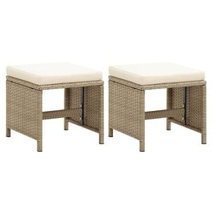 vidaXL Bancos de jardim 2 pcs com almofad&otilde;es em vime PE bege