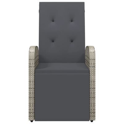 vidaXL Cadeiras de jardim reclináveis c/ almofadões 2pcs vime PE cinza