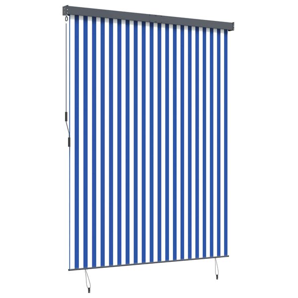 vidaXL Estores de rolo Azul e Branco 200 x 250 cm Tecido e Alum&iacute;nio