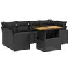 vidaXL 7 pcs conjunto de sof&aacute;s p/ jardim c/ almofad&otilde;es vime PE preto