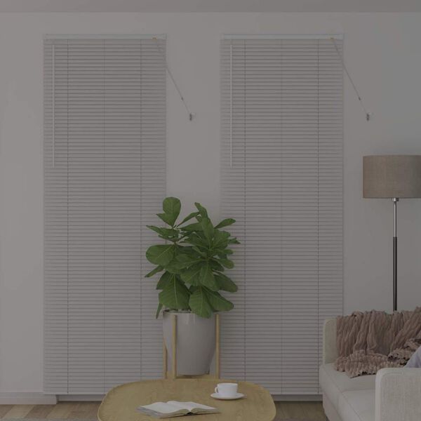vidaXL Persiana de Janela com cortinas Manual Branco Alum&iacute;nio