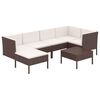vidaXL 7 pcs conjunto lounge jardim c/ almofad&otilde;es vime PE castanho