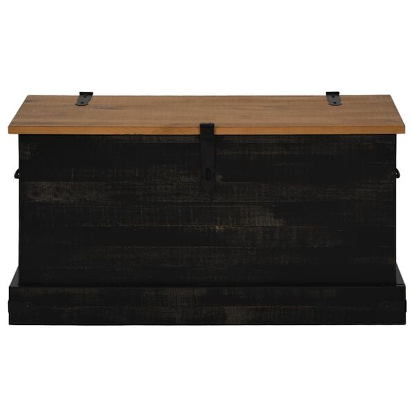vidaXL Caixa de arrumação HALDEN 91x48x47 cm pinho maciço preto