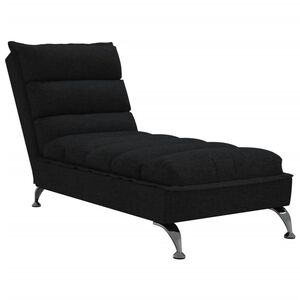 vidaXL Chaise lounge com almofadões tecido preto