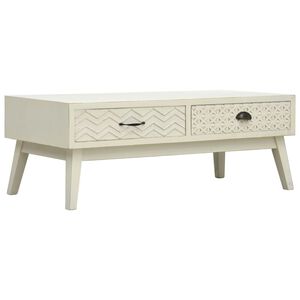 vidaXL Mesa de centro 2 gavetas esculpidas 110x50x40 madeira cinzento