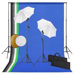 vidaXL Kit est&uacute;dio fotogr&aacute;fico com l&acirc;mpadas/sombrinhas/fundo/refletor