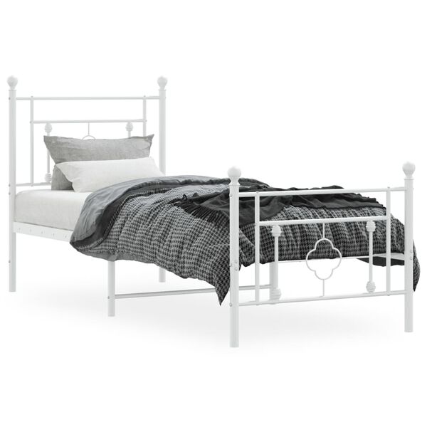 vidaXL Estrutura de cama com cabeceira e pés 80x200 cm metal branco