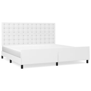 vidaXL Estrutura cama c/ cabeceira couro artificial 200x200 cm branco