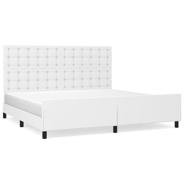 vidaXL Estrutura cama c/ cabeceira couro artificial 200x200 cm branco