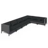 vidaXL 7 pcs conj. lounge jardim c/ almofad&otilde;es vime PE cinzento-escuro