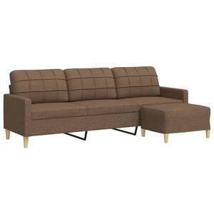 vidaXL Sof&aacute; de 3 lugares com apoio de p&eacute;s 210 cm tecido castanho