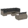 vidaXL 10 pcs conjunto sof&aacute;s de jardim c/ almofad&otilde;es vime PE cinzento