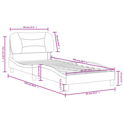 vidaXL Estrutura cama c/ cabeceira couro artificial 80x200 cm castanho