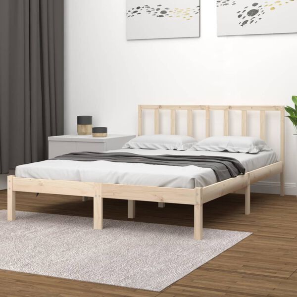 vidaXL Estrutura de cama king 150x200 cm pinho maci&ccedil;o