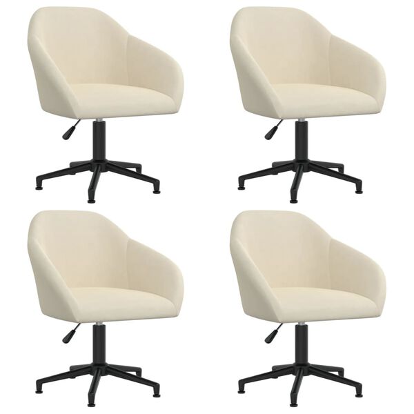 vidaXL Cadeiras de jantar girat&oacute;rias 4 pcs veludo cor creme