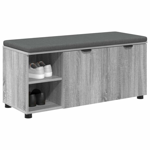 vidaXL Banco de Hall com almofada Sonoma cinza 100 x 38 x 46 cm