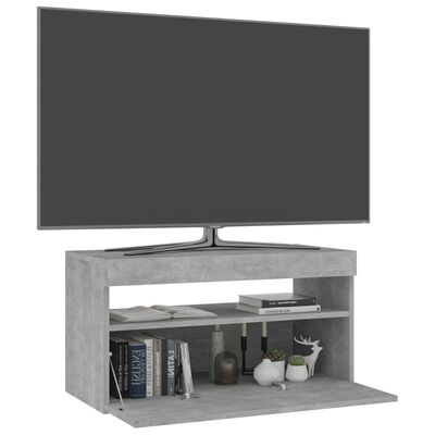 vidaXL Móvel de TV com luzes LED 75x35x40 cm cinzento cimento