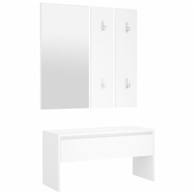 vidaXL Conjunto de móveis de corredor derivados de madeira branco