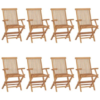 vidaXL Cadeiras de jardim 8 pcs madeira de teca maciça