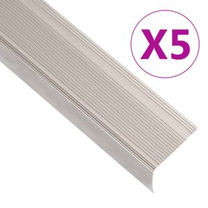 vidaXL Perfil p/ escada em forma de L 5 pcs alum&iacute;nio 90 cm champanhe