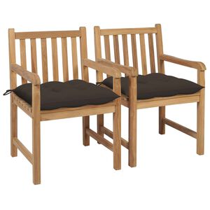 vidaXL Cadeiras de jardim c/ almofad&otilde;es cinza-acast. 2 pcs teca maci&ccedil;a