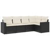 vidaXL 5 pcs conjunto sof&aacute;s de jardim com almofad&otilde;es vime PE preto