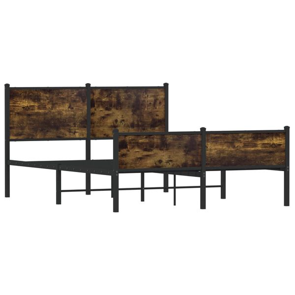 vidaXL Estrutura de cama sem colchão 137x190 cm metal carvalho fumado