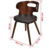 vidaXL Cadeiras jantar 4pcs madeira curvada couro artificial castanho