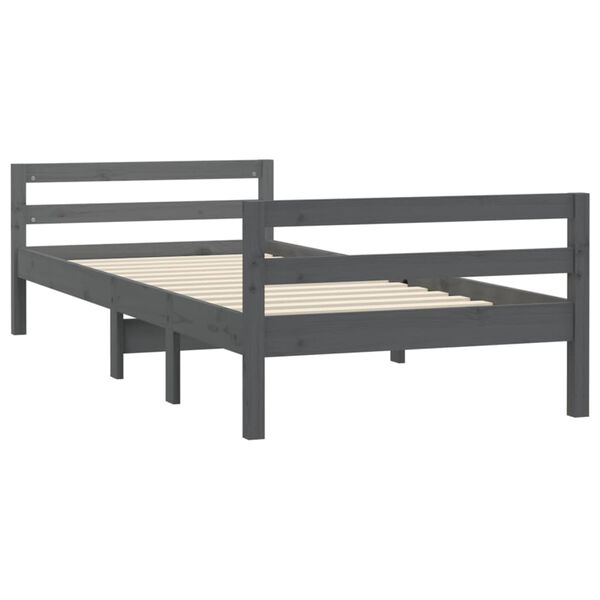 vidaXL Estrutura de cama 75x190 cm madeira de pinho maciça cinzento