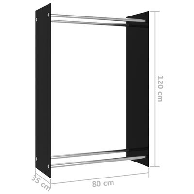 vidaXL Suporte para lenha 80x35x120 cm vidro preto