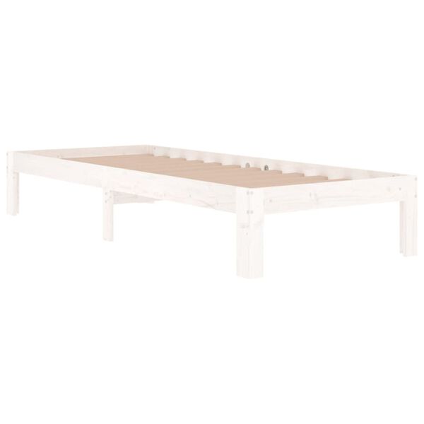 vidaXL Estrutura cama pequena solteiro 75x190 cm madeira maci&ccedil;a branco