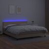 vidaXL Cama box spring c/colch&atilde;o/LED 160x200cm couro artif. cappuccino