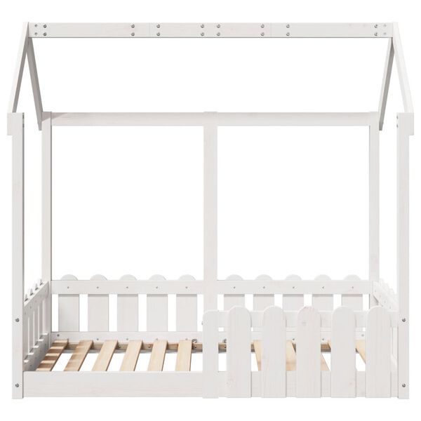 vidaXL Cama infantil formato casa 70x140 cm pinho maciço branco