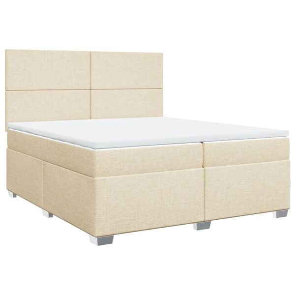 vidaXL Cama com molas/colch&atilde;o 200x200 cm tecido cor creme