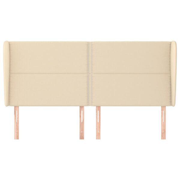 vidaXL Cabeceira de cama c/ abas tecido 163x23x118/128 cm creme