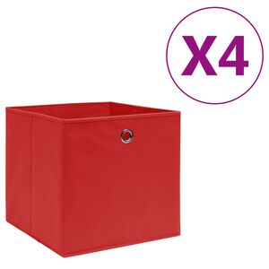 vidaXL Caixas arruma&ccedil;&atilde;o 4 pcs 28x28x28 cm tecido-n&atilde;o-tecido vermelho